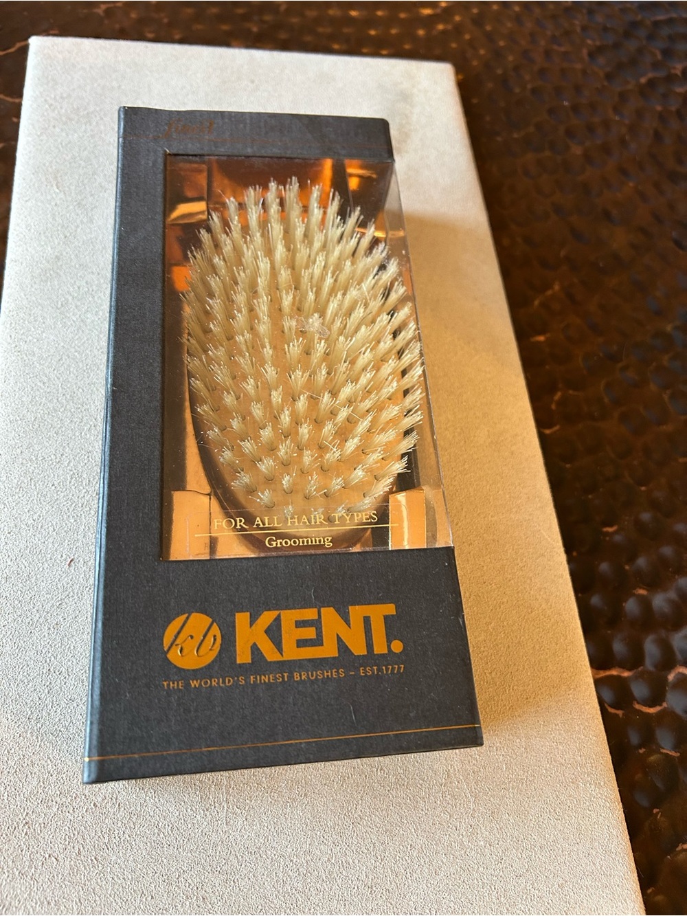 KENT Grooming Hair Brush in Natural Bristles Men military style